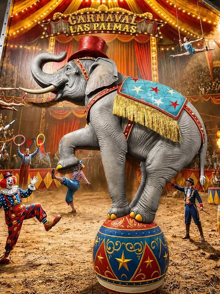 Escultura de elefante de circo para el Carnaval de Las Palmas